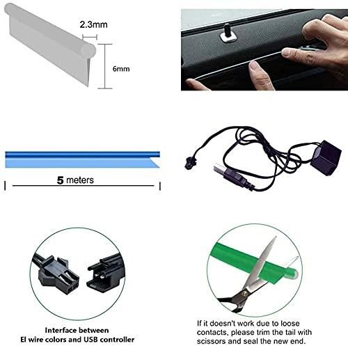5M Neon Lights, Automaze El Wire 5V with Fuse Protection for Car Interior Decoration