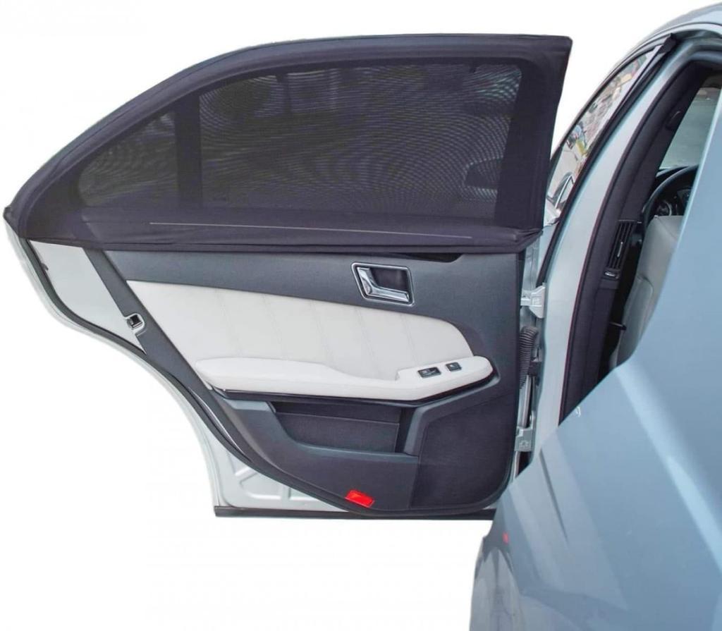 Universal Compatible Car Side Window Sun Shade Mesh Curtain Net (Pack of 4)