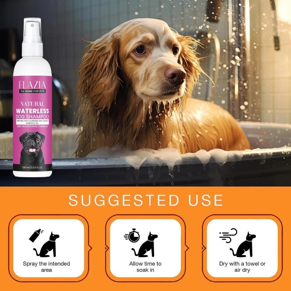 Flazia Pets Natural Waterless Dog Shampoo 100 ml (Pack of 1)